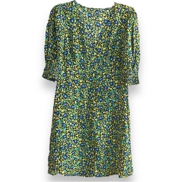 Rails Roma V Neck Short Puff Sleeve Abstract Floral Garden Print Mini Dress NEW - Picture 10 of 13